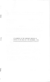 Administrative record - City of Sunshine - Commissioner Mr Alexander Alex George Gillon Collection 1976 - 1982 - Attachments for the ordinary meeting 11th December 1979, City of Sunshine, 11th December 1979