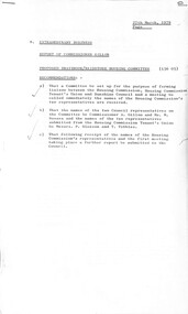 Administrative record - City of Sunshine - Commissioner Mr Alexander Alex George Gillon Collection 1976 - 1982 - Extraordinary business 27th March 1979, City of Sunshine, 27th March 1979
