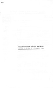 Administrative record - City of Sunshine - Commissioner Mr Alexander Alex George Gillon Collection 1976 - 1982 - Attachments for the ordinary meeting 11th March 1980, City of Sunshine, 11th March 1979