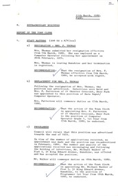 Administrative record - City of Sunshine - Commissioner Mr Alexander Alex George Gillon Collection 1976 - 1982 - Extraordinary business 11th March 1980, City of Sunshine, 11th March 1979