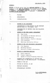 Administrative record - City of Sunshine - Commissioner Mr Alexander Alex George Gillon Collection 1976 - 1982 - Notice of ordinary meeting of the council 25th March 1980, City of Sunshine, 19th March 1979