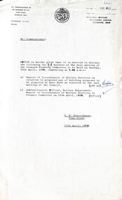 Administrative record - City of Sunshine - Commissioner Mr Alexander Alex George Gillon Collection 1976 - 1982 - Notice of Forward planning committee meeting 22nd April 1980, City of Sunshine, 17th April 1979