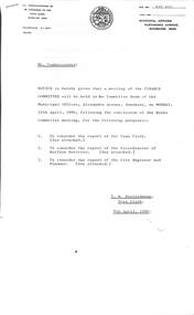 Administrative record - City of Sunshine - Commissioner Mr Alexander Alex George Gillon Collection 1976 - 1982 - Notice of committee meetings 19th April 1980, City of Sunshine, 9th April 1979