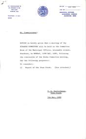 Administrative record - City of Sunshine - Commissioner Mr Alexander Alex George Gillon Collection 1976 - 1982 - Notice of committee meetings 12th May 1980, City of Sunshine, 7th May 1980