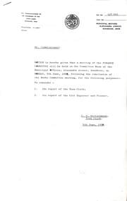 Administrative record - City of Sunshine - Commissioner Mr Alexander Alex George Gillon Collection 1976 - 1982 - Notice of finance committee meeting 9th June 1980, City of Sunshine, 4th June 1980
