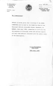 Administrative record - City of Sunshine - Commissioner Mr Alexander Alex George Gillon Collection 1976 - 1982 - Notice of works committee meeting 23rd June 1980, City of Sunshine, 18th June 1980