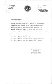 Administrative record - City of Sunshine - Commissioner Mr Alexander Alex George Gillon Collection 1976 - 1982 - Notice of finance committee meeting 23rd June 1980, City of Sunshine, 18th June 1980