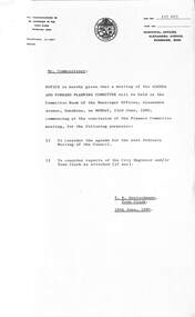 Administrative record - City of Sunshine - Commissioner Mr Alexander Alex George Gillon Collection 1976 - 1982 - Notice of agenda and forward planning committee meeting 23rd June 1980, City of Sunshine, 18th June 1980