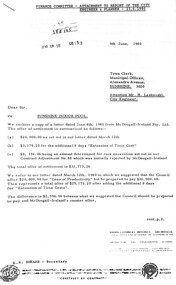 Administrative record - City of Sunshine - Commissioner Mr Alexander Alex George Gillon Collection 1976 - 1982 - Baird Cuthbert Mitchell Letter Sunshine Swimming Pool, City of Sunshine, 9th June 1980