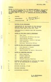 Administrative record - City of Sunshine - Commissioner Mr Alexander Alex George Gillon Collection 1976 - 1982 - Notice of ordinary meeting of the council 8th July 1980, City of Sunshine, 2nd July 1980