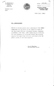 Administrative record - City of Sunshine - Commissioner Mr Alexander Alex George Gillon Collection 1976 - 1982 - Notice of committee meetings 21st July 1980, City of Sunshine, 16th July 1980