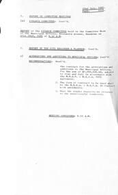 Administrative record - City of Sunshine - Commissioner Mr Alexander Alex George Gillon Collection 1976 - 1982 - Report of committee meetings 21st July 1980, City of Sunshine, 22nd July 1980