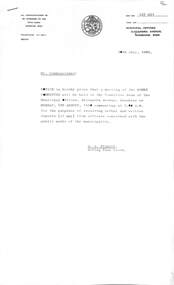 Administrative record - City of Sunshine - Commissioner Mr Alexander Alex George Gillon Collection 1976 - 1982 - Notice of committee meetings 4th August 1980, City of Sunshine, 30th July 1980