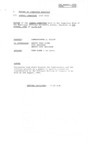 Administrative record - Report of committee meetings 5th August 1980, City of Sunshine, 5th August 1980