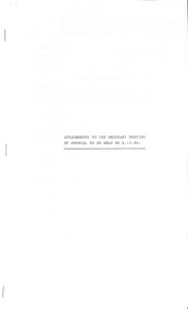 Administrative record - City of Sunshine - Commissioner Mr Alexander Alex George Gillon Collection 1976 - 1982 - Attachments for the ordinary meeting 9th December 1980, City of Sunshine, 9th December 1980