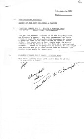 Administrative record - City of Sunshine - Commissioner Mr Alexander Alex George Gillon Collection 1976 - 1982 - Extraordinary business 5th August 1980, City of Sunshine, 5th August 1980