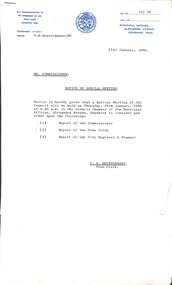 Administrative record - City of Sunshine - Commissioner Mr Alexander Alex George Gillon Collection 1976 - 1982 - Notice of special meetings 24th January 1980, City of Sunshine, 21st January 1980