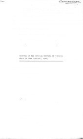 Administrative record - City of Sunshine - Commissioner Mr Alexander Alex George Gillon Collection 1976 - 1982 - Minutes of the special meeting of council held on 24th January 1981, City of Sunshine, 24th January 1980