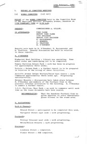 Administrative record - City of Sunshine - Commissioner Mr Alexander Alex George Gillon Collection 1976 - 1982 - Report of committee meetings 11th February 1980, City of Sunshine, 12th January 1980