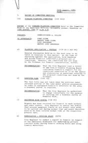 Administrative record - City of Sunshine - Commissioner Mr Alexander Alex George Gillon Collection 1976 - 1982 - Report of forward planning committee meeting 12th August 1980, City of Sunshine, 19th August 1980