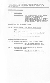 Administrative record - City of Sunshine - Commissioner Mr Alexander Alex George Gillon Collection 1976 - 1982 - Matters Arising From Agenda Committee 29th September 1980, City of Sunshine, 29th September 1980