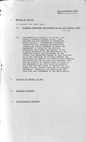 Administrative record - City of Sunshine - Commissioner Mr Alexander Alex George Gillon Collection 1976 - 1982 - Orders of the Day 2nd September 1980, City of Sunshine, 2nd September 1980