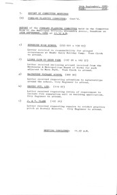 Administrative record - City of Sunshine - Commissioner Mr Alexander Alex George Gillon Collection 1976 - 1982 - Report of committee meetings 18th September 1980, City of Sunshine, 30th September 1980