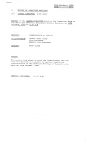 Administrative record - City of Sunshine - Commissioner Mr Alexander Alex George Gillon Collection 1976 - 1982 - Report of committee meetings 13th October 1980, City of Sunshine, 14th October 1980