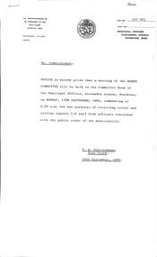Administrative record - City of Sunshine - Commissioner Mr Alexander Alex George Gillon Collection 1976 - 1982 - Notice of committee meetings 15th September 1980, City of Sunshine, 10th October 1980