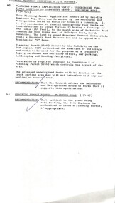 Administrative record - City of Sunshine - Commissioner Mr Alexander Alex George Gillon Collection 1976 - 1982 - Forward planning committee 27th October 1980, City of Sunshine, 27th October 1980