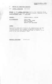 Administrative record - City of Sunshine - Commissioner Mr Alexander Alex George Gillon Collection 1976 - 1982 - Report of committee meetings 10th November 1980, City of Sunshine, 11th November 1980