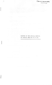Administrative record - City of Sunshine - Commissioner Mr Alexander Alex George Gillon Collection 1976 - 1982 - Minutes of special meeting 18th November 1980, City of Sunshine, 18th November 1980