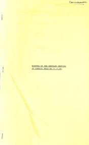 Administrative record - City of Sunshine - Commissioner Mr Alexander Alex George Gillon Collection 1976 - 1982 - Minutes of the ordinary meeting of council held on 11th November 1980, City of Sunshine, 11th November 1980