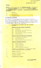 Administrative record - City of Sunshine - Commissioner Mr Alexander Alex George Gillon Collection 1976 - 1982 - Notice of ordinary meeting of the council 25th November 1980, City of Sunshine, 19th November 1980