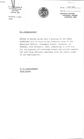 Administrative record - City of Sunshine - Commissioner Mr Alexander Alex George Gillon Collection 1976 - 1982 - Notice of committee meetings 25th November 1980, City of Sunshine, November 1980