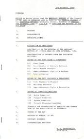 Administrative record - City of Sunshine - Commissioner Mr Alexander Alex George Gillon Collection 1976 - 1982 - Notice of ordinary meeting of the council 9th December 1980, City of Sunshine, 3rd December 1980