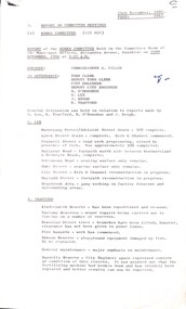 Administrative record - City of Sunshine - Commissioner Mr Alexander Alex George Gillon Collection 1976 - 1982 - Report of Committee Meetings 25th November 1980, City of Sunshine, 9th December 1980