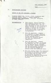 Administrative record - City of Sunshine - Commissioner Mr Alexander Alex George Gillon Collection 1976 - 1982 - Extraordinary business 24th February 1981, City of Sunshine, 24th February 1981