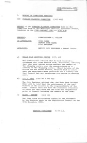 Administrative record - City of Sunshine - Commissioner Mr Alexander Alex George Gillon Collection 1976 - 1982 - Report of committee meetings 13th January 1981, City of Sunshine, 10th February 1981