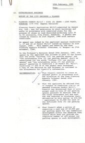 Administrative record - City of Sunshine - Commissioner Mr Alexander Alex George Gillon Collection 1976 - 1982 - Extraordinary business 10th February 1981, City of Sunshine, 10th February 1981
