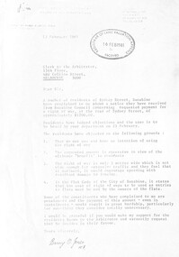 Letter - City of Sunshine - Commissioner Mr Alexander Alex George Gillon Collection 1976 - 1982 - Barry Jones Letter Sydney Street Right of Way 13th February 1981, 13th February 1981