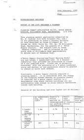Administrative record - City of Sunshine - Commissioner Mr Alexander Alex George Gillon Collection 1976 - 1982 - Extraordinary business 24th February 1981, City of Sunshine, 24th February 1981