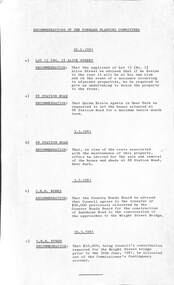 Administrative record - City of Sunshine - Commissioner Mr Alexander Alex George Gillon Collection 1976 - 1982 - Recommendations of the forward planning committees 26th February 1981, City of Sunshine, 26th February 1981