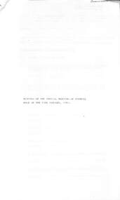 Administrative record - City of Sunshine - Commissioner Mr Alexander Alex George Gillon Collection 1976 - 1982 - Minutes of special meeting 13th January 1981, City of Sunshine, 13th January 1981