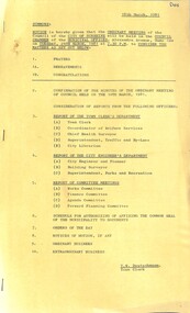 Administrative record - City of Sunshine - Commissioner Mr Alexander Alex George Gillon Collection 1976 - 1982 - Notice of ordinary meeting of the council 24th March 2026, City of Sunshine, 18th March 1981