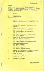 Administrative record - City of Sunshine - Commissioner Mr Alexander Alex George Gillon Collection 1976 - 1982 - Notice of ordinary meeting of the council 6th May 2026, City of Sunshine, 6th May 1981