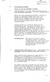 Administrative record - City of Sunshine - Commissioner Mr Alexander Alex George Gillon Collection 1976 - 1982 - Extraordinary business 9th June 1981, City of Sunshine, 9th June 1981