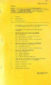 Administrative record - City of Sunshine - Commissioner Mr Alexander Alex George Gillon Collection 1976 - 1982 - Notice of ordinary meeting of the council 4th August 2026, City of Sunshine, 29th July 1981