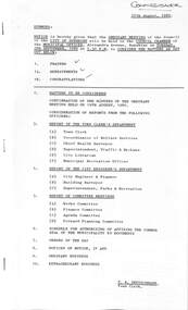 Administrative record - City of Sunshine - Commissioner Mr Alexander Alex George Gillon Collection 1976 - 1982 - Notice of ordinary meeting of the council 2nd September 2026, City of Sunshine, 27th August 1981