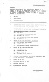 Administrative record - City of Sunshine - Commissioner Mr Alexander Alex George Gillon Collection 1976 - 1982 - Notice of ordinary meeting of the council 24th November 2026, City of Sunshine, 18th November 1981